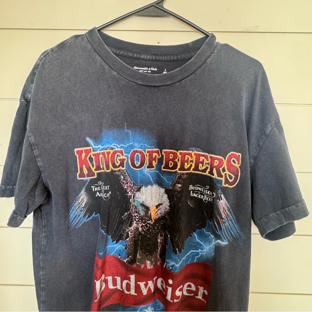 Abercrombie & Fitch Budweiser King of Beers T-Shirt Black/Gray Sz Large